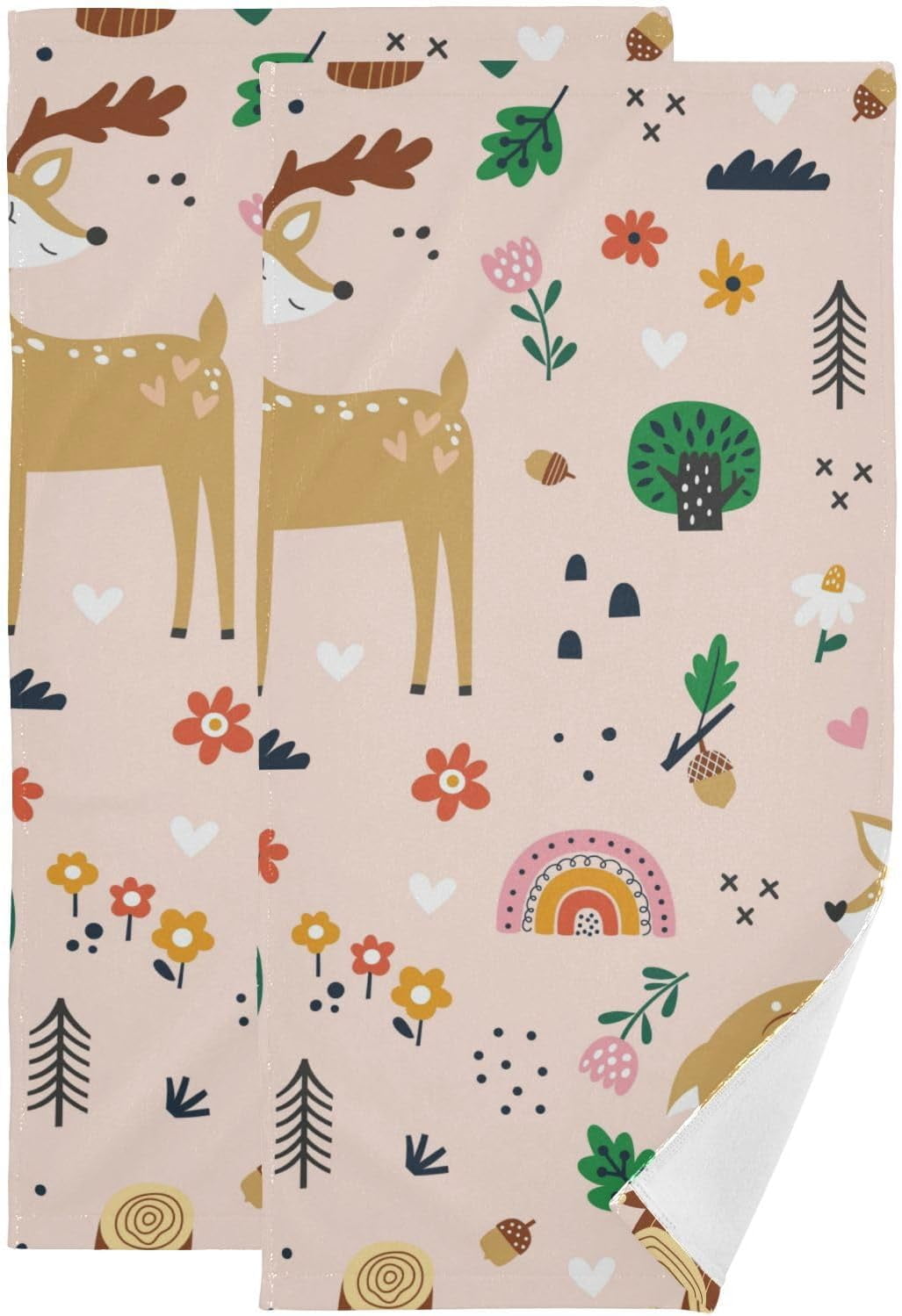 GZHJMY Deer Hand Towel Set of 2 Highly Absorbent Soft Face Hand Towels for Bathroom Kitchen Hotel Gym and Spa 14 x 28 Inch 14 x 28 Inch Walmart