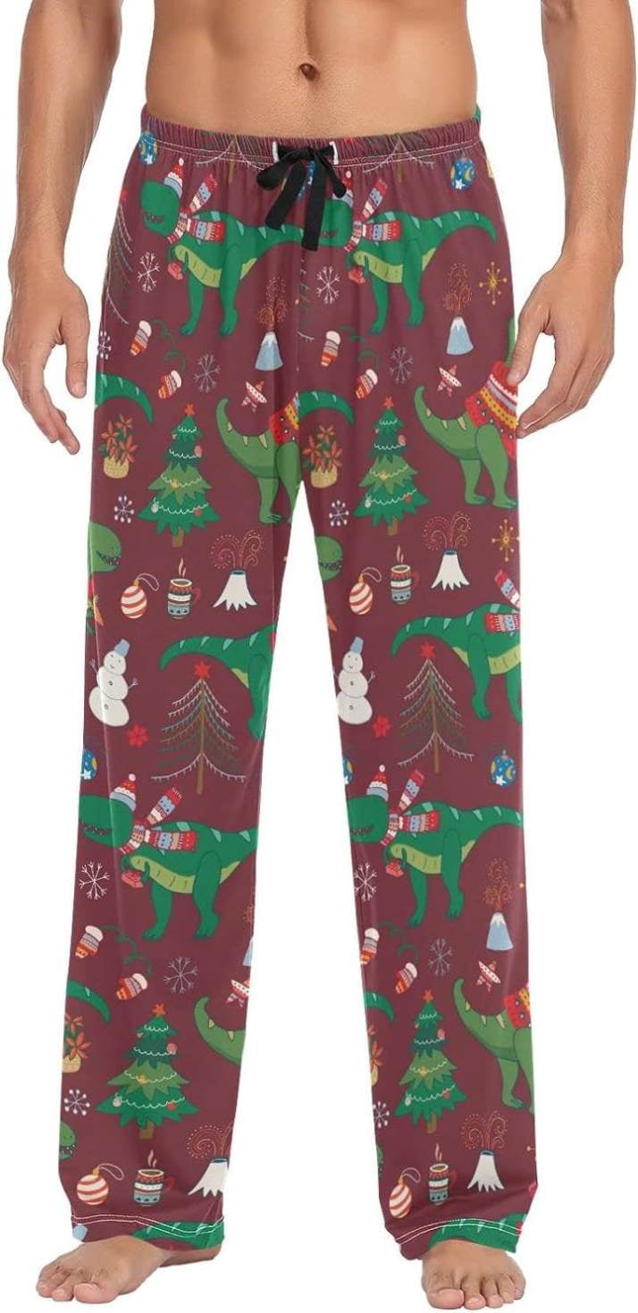 GZHJMY Dinosaur Pajama Pants for Men Lounge Pants Lightweight Men Pajama Bottoms with Drawstring Pockets Christmas New Year Birthday Gifts Large Walmart