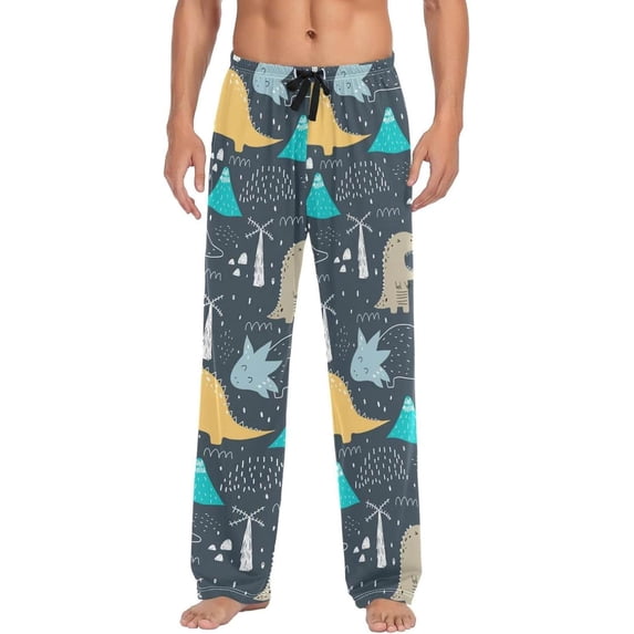 GZHJMY Dinosaur Pajama Pants for Men, Lounge Pants Lightweight Men Pajama Bottoms with Drawstring Pockets, Christmas New Year Birthday Gifts, Medium