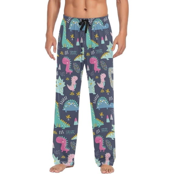 GZHJMY Dinosaur Pajama Pants for Men, Lounge Pants Lightweight Men Pajama Bottoms with Drawstring Pockets, Christmas New Year Birthday Gifts, Medium