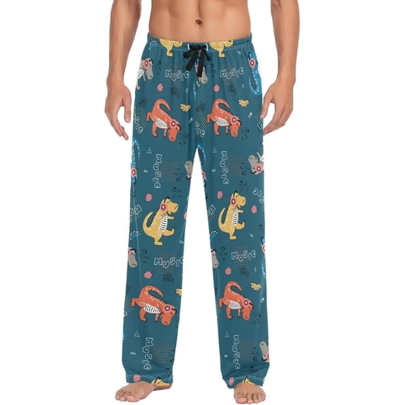 GZHJMY Dinosaur Pajama Pants for Men, Lounge Pants Lightweight Men Pajama Bottoms with Drawstring Pockets, Christmas New Year Birthday Gifts, Small