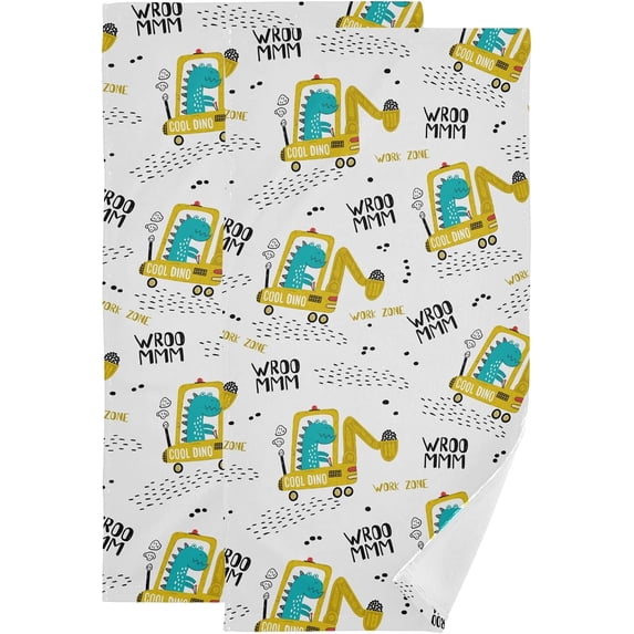 GZHJMY Dinosaur Soft Hand Towels, 2 Pcs Absorbent Bath Towel Decorative Fingertip Towels for Bathroom Gym Spa Hotel Beach Swimming Pool,14.4"x 28.3"