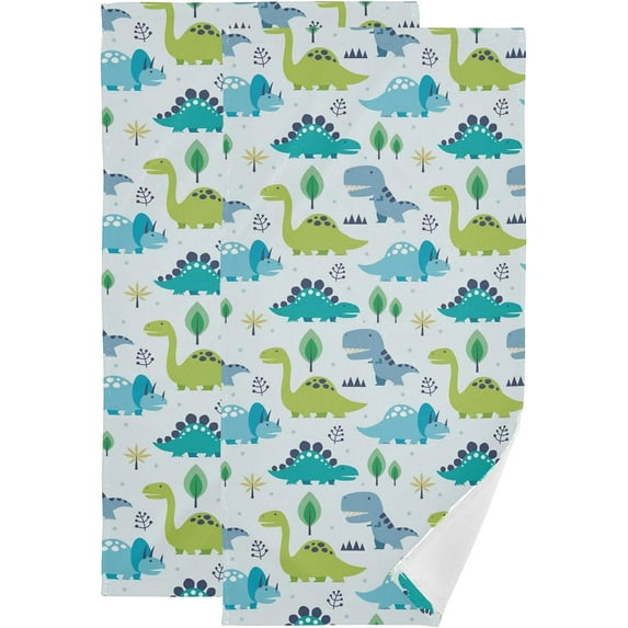 GZHJMY Dinosaur Soft Hand Towels, 2 Pcs Absorbent Bath Towel Decorative Fingertip Towels for Bathroom Gym Spa Hotel Beach Swimming Pool,14.4"x 28.3"