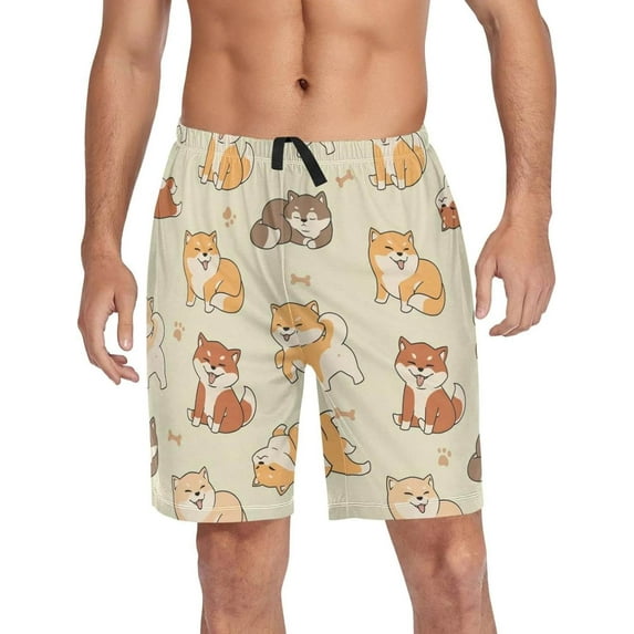 GZHJMY Dog Pajama Pants Short for Men, Lounge Pants Lightweight Men Pajama Bottoms with Drawstring Pockets, Christmas New Year Birthday Gifts, Large