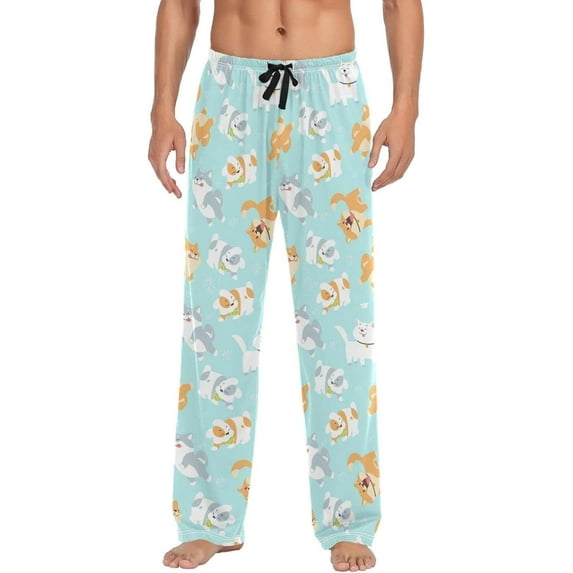GZHJMY Dog Pajama Pants for Men, Lounge Pants Lightweight Men Pajama Bottoms with Drawstring Pockets, Christmas New Year Birthday Gifts, Large