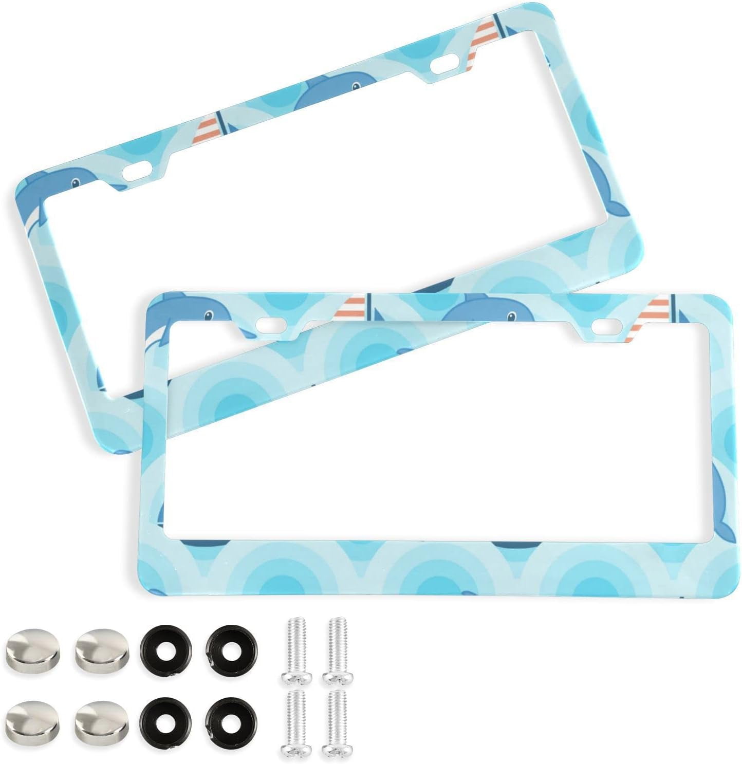 GZHJMY Dolphin License Plate Frames 2pcs, Aluminum Universal Car ...