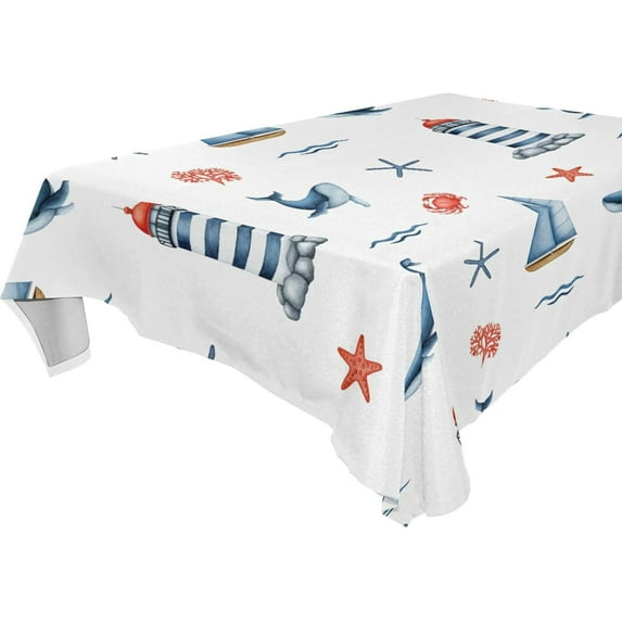 GZHJMY Dolphin Rectangle Tablecloth, Waterproof Stain Wrinkle Resistant Washable Polyester Table Cover for Picnic Dinner Holiday Kitchen Party Decor, 54 x 72 in Home Decor