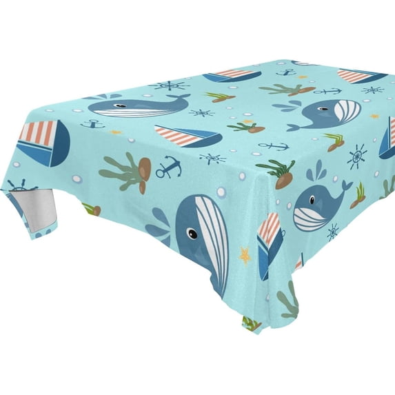 GZHJMY Dolphin Square Tablecloth, Waterproof Stain Wrinkle Resistant Washable Polyester Table Cover for Picnic Dinner Holiday Kitchen Party Decor, 60 x 60 in Home Decor