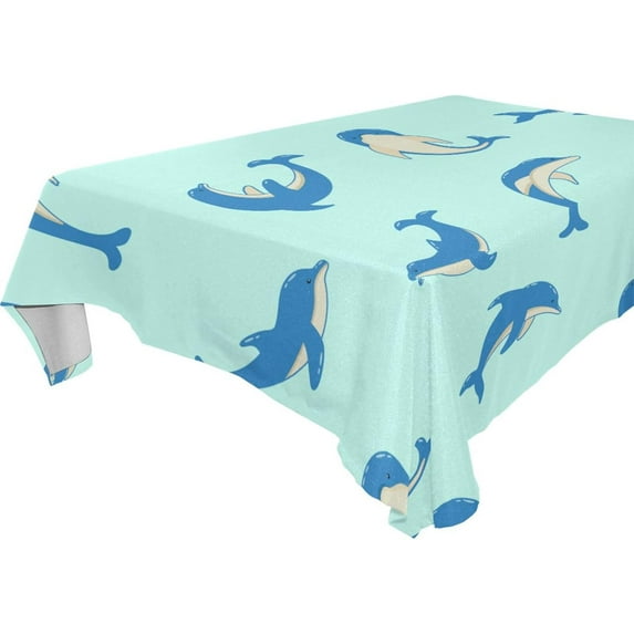 GZHJMY Dolphin Square Tablecloth, Waterproof Stain Wrinkle Resistant Washable Polyester Table Cover for Picnic Dinner Holiday Kitchen Party Decor, 60 x 60 in Home Decor