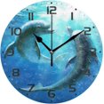 thumbnail image 1 of GZHJMY Dolphins Wall Clock, 10" Silent Non Ticking Round Clock, Oil Painting Easy to Read Clock for Living Room Bedroom Bathroom Home Decor Holiday Gifts, 1 of 7