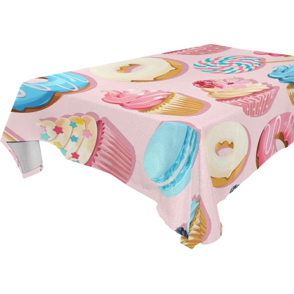 GZHJMY Donut Rectangle Tablecloth, Waterproof Stain Wrinkle Resistant Washable Polyester Table Cover for Picnic Dinner Holiday Kitchen Party Decor, 54 x 72 in Home Decor