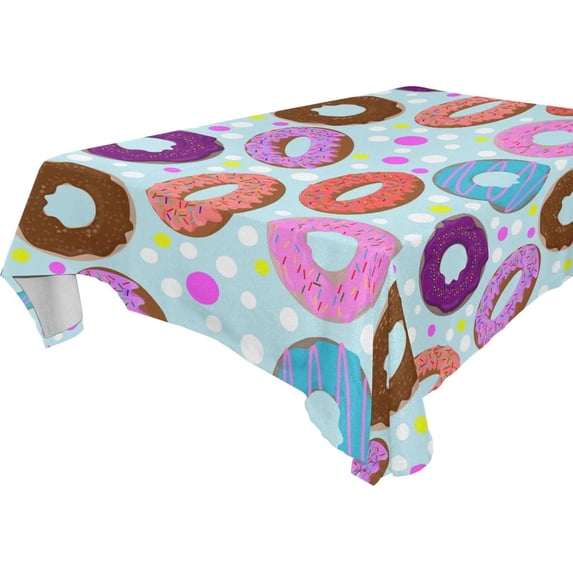 GZHJMY Donut Rectangle Tablecloth, Waterproof Stain Wrinkle Resistant Washable Polyester Table Cover for Picnic Dinner Holiday Kitchen Party Decor, 60 x 120 in Home Decor