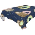 thumbnail image 1 of GZHJMY Donut Sloth Rectangle Tablecloth, Waterproof Stain Wrinkle Resistant Washable Polyester Table Cover for Picnic Dinner Holiday Kitchen Party Decor, 54 x 72 in Home Decor, 1 of 7