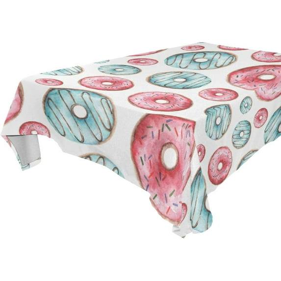 GZHJMY Donut Square Tablecloth, Waterproof Stain Wrinkle Resistant Washable Polyester Table Cover for Picnic Dinner Holiday Kitchen Party Decor, 54 x 54 in Home Decor