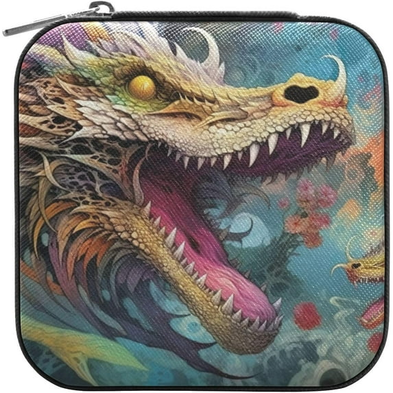 GZHJMY Dragon Leather Jewelry Box,Portable Mini Jewelry Case Traveling Jewelry Organizer for Rings Necklaces Bracelets Earrings