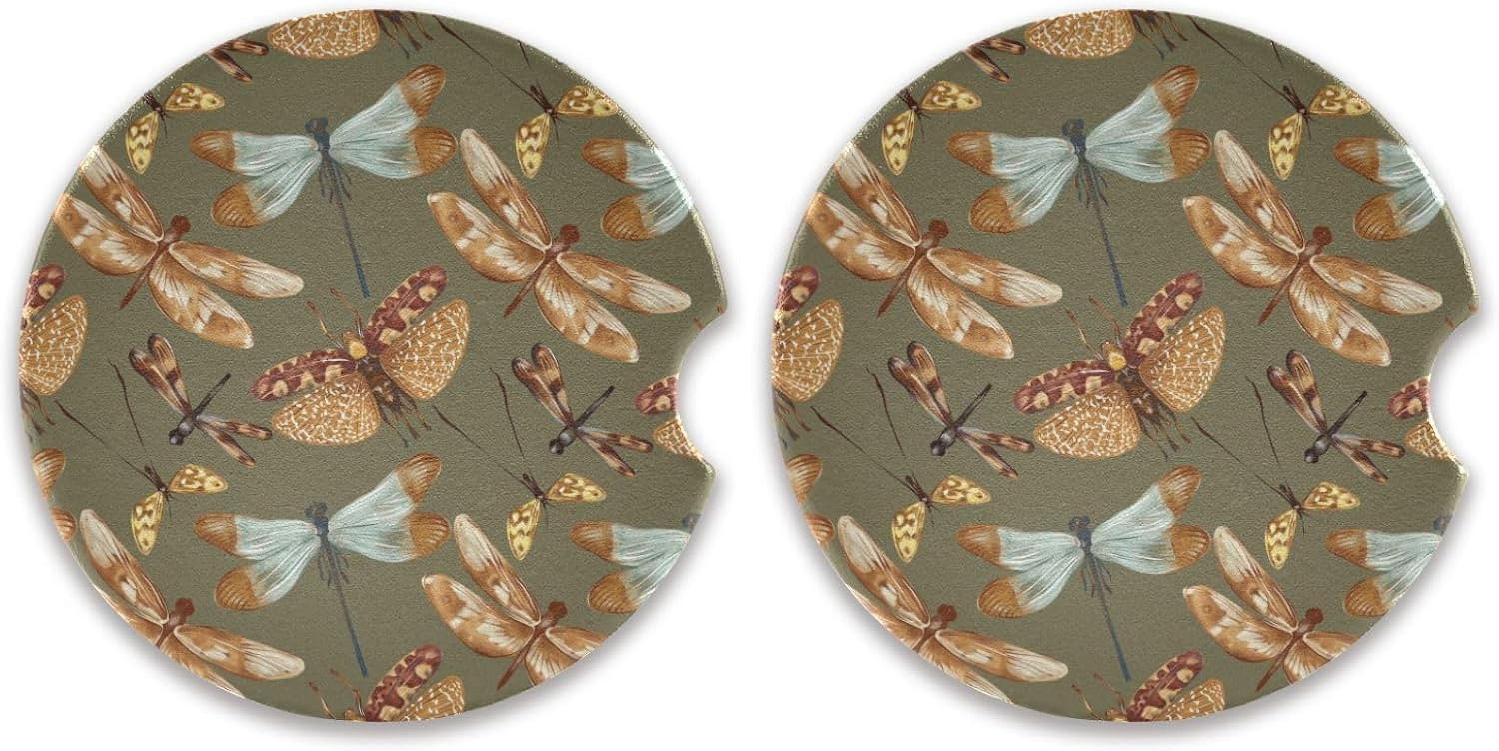 GZHJMY Dragonfly Butterfly Car Cup Holder Coaster Anti Slip Car