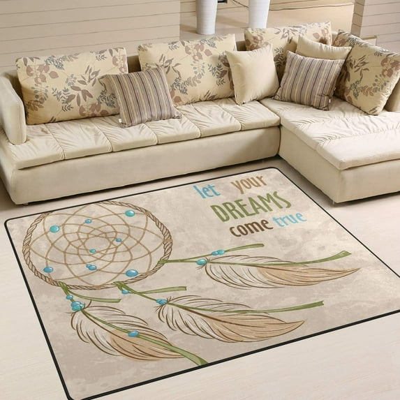 GZHJMY Dreamcatcher Quotes Vintage Area Rug Living Room Rugs - 5'3" x4 Abstract Large Soft Indoor Washable Rug Low Pile Carpet for Bedroom Dining Room Office Carpet Runner