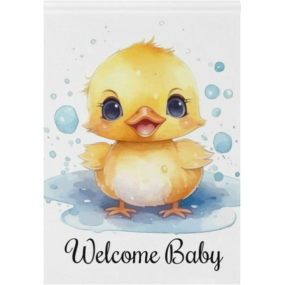 GZHJMY Duck Welcome Baby Shower Garden Flag 12 x 18 Inch Vertical Double Sided Welcome Yard Garden Flag Seasonal Holiday Outdoor Decorative Flag for Patio Lawn Home Decor Farmhous Yard Flags