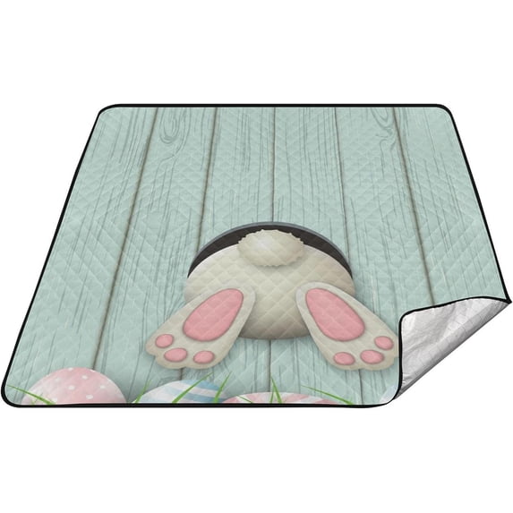 GZHJMY Easter Bunny Butt Large Picnic & Outdoor Beach Blanket, Waterproof Foldable Sandproof 3-Layer Picnic Mat for Camping,Hiking,Travel,Park,Concerts,78"X 78"