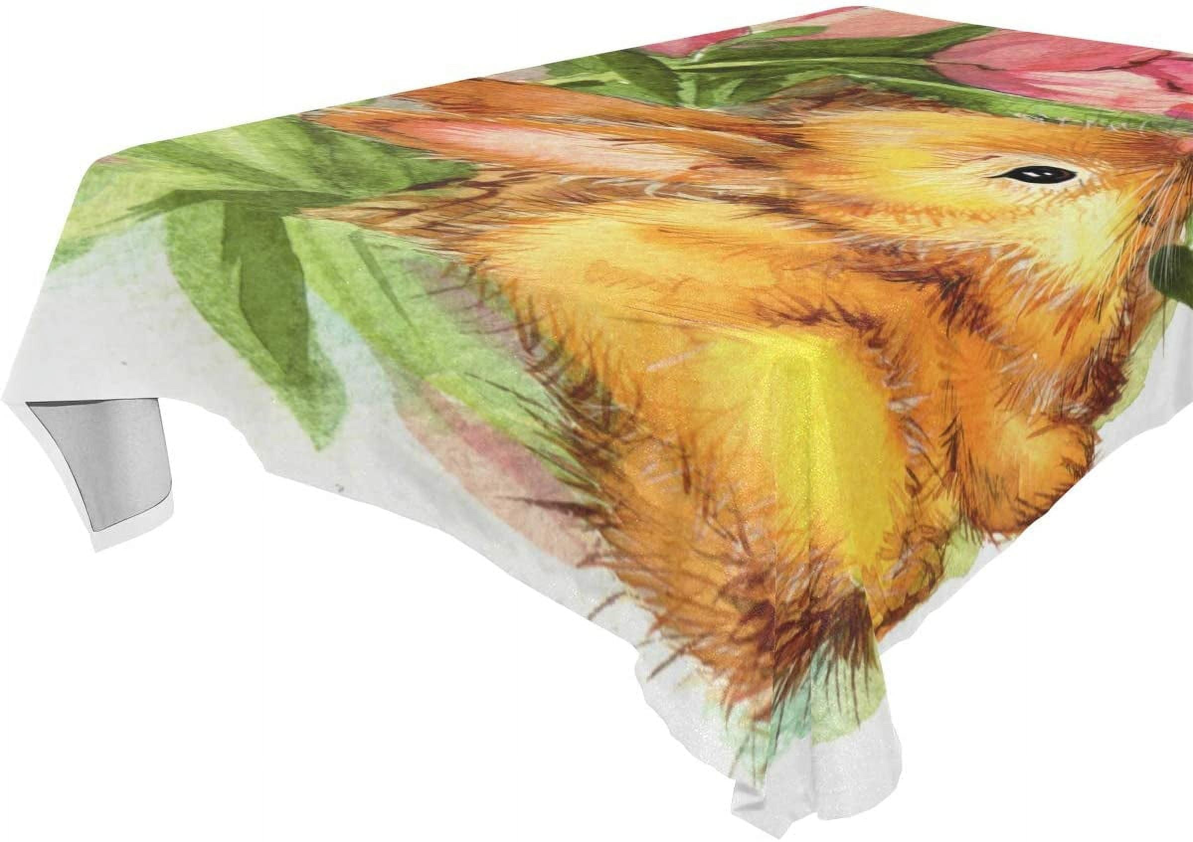 GZHJMY Easter Bunny Rabbit Spring Floral Rectangle Tablecloth 60