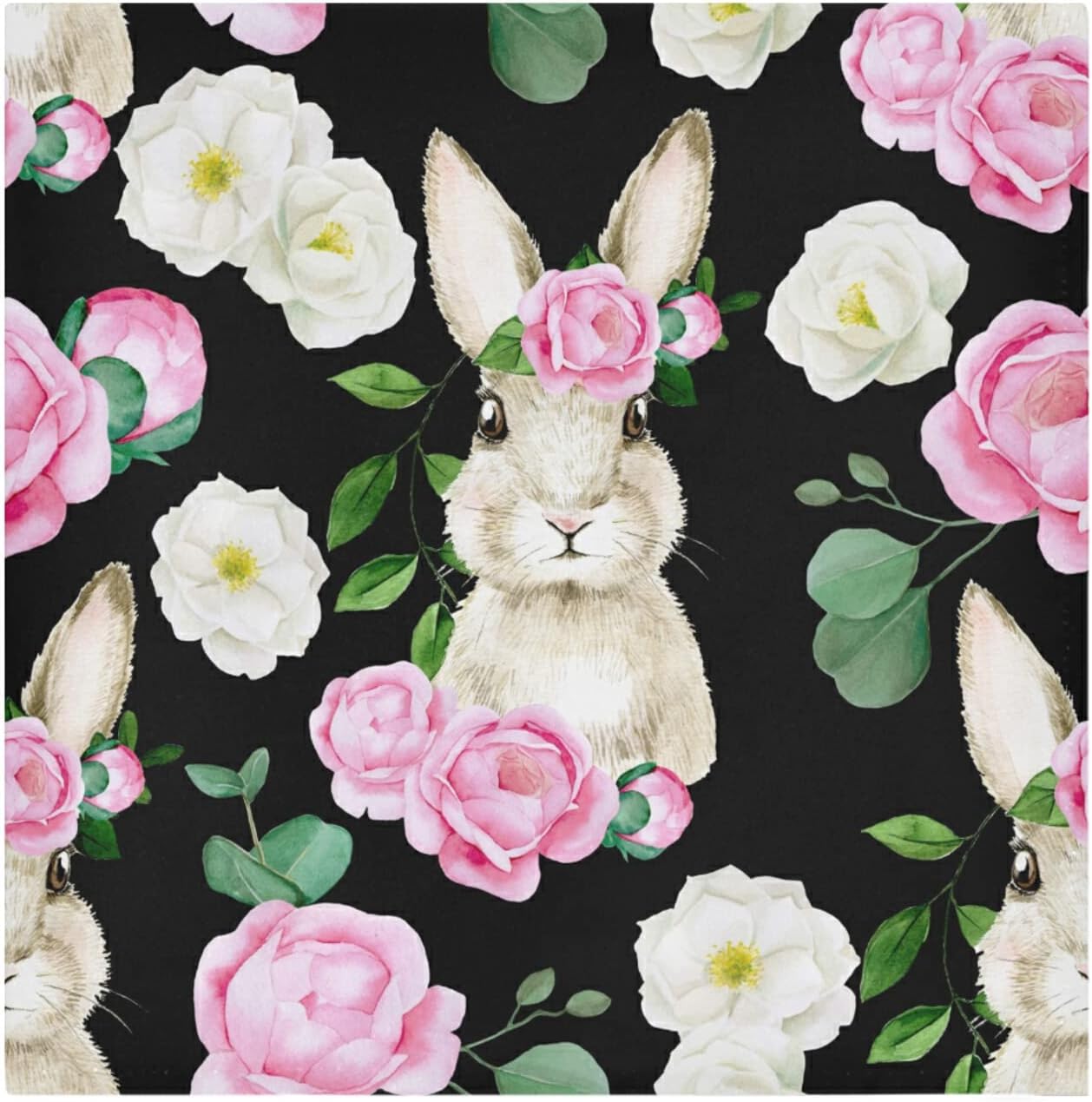 24 Pcs Easter Bunny Cloth Napkins - 15x15 Inch Reusable Cotton Spring Dinner Towels For Holiday Parties 1 thumbnail image