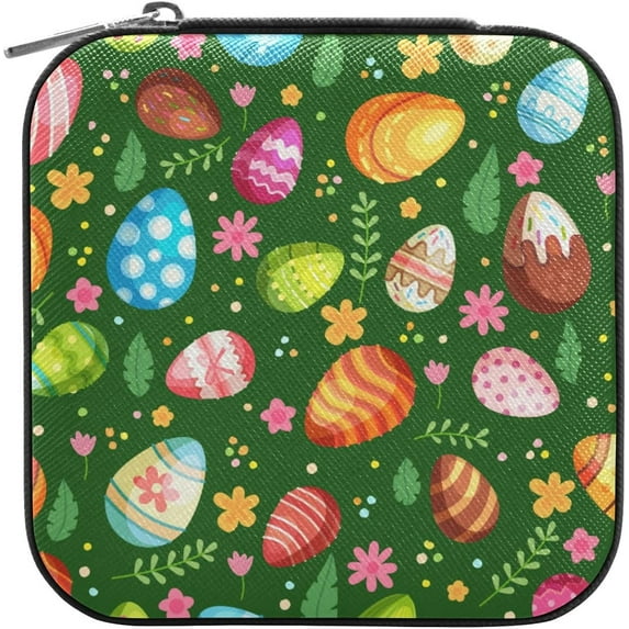 GZHJMY Easter Eggs Mini Jewelry Box, Portable Leather Travel Small Jewelry Organizer Case for Earring, Necklace, Rings, Bracelets