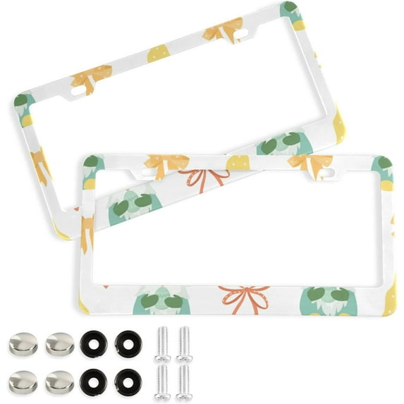 GZHJMY Easter Gnome License Plate Frames 2pcs, Waterproof Aluminum Alloy Front Rear Tag Car License Plate Cover with Screw Cap Set for US Vehicles, 12 x 6 Inch