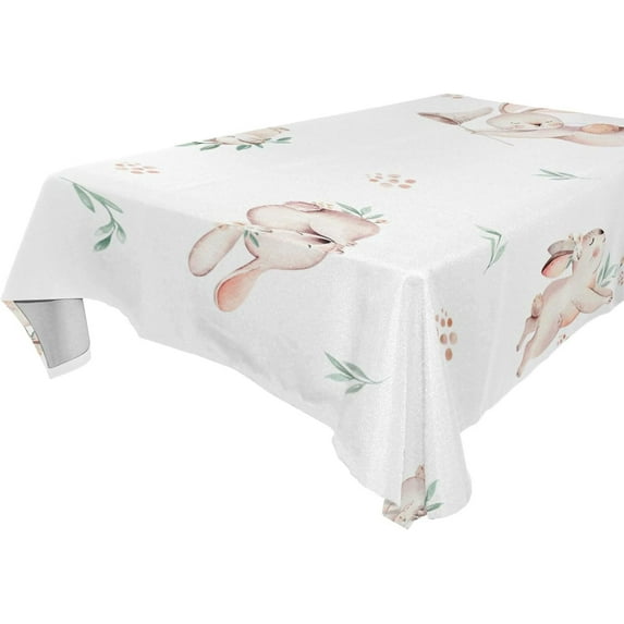 GZHJMY Easter Rabbit Tablecloth, Rectangle Waterproof Washable Polyester Table Cover for Picnic Dinner Holiday Party Decor, 60 x 120 Inch