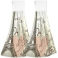 thumbnail image 1 of GZHJMY Eiffel Tower Angle Hanging Hand Towels Soft Absorbent Hand Towels Dishcloths with Hanging Loop for Kitchen Bathroom 12 x 17 Inch,2PCS, 1 of 7