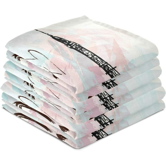 GZHJMY Eiffel Tower Kitchen Dish Towel Set of 6, Super Absorbent Soft Drying Cloth Tea Bar Towels, 28"x 18"