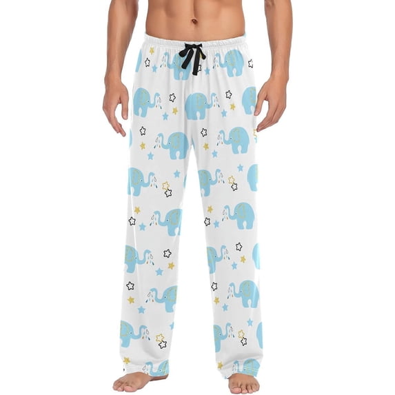 GZHJMY Elephant Men's Pajama Pants, Soft and Comfortable Lounge Sleep Bottoms with Pockets, Men's Sleepwear with Custom Print, X-Large
