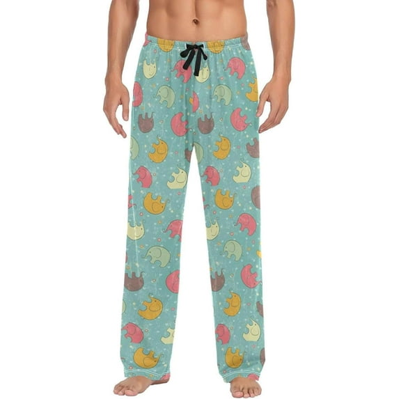 GZHJMY Elephant Pajama Pants for Men, Lounge Pants Lightweight Men Pajama Bottoms with Drawstring Pockets, Christmas New Year Birthday Gifts, Small