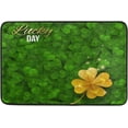 thumbnail image 1 of GZHJMY Entrance Doormat Gold Shiny Clover On Green Irish Shamrock Field St Patricks Day Indoor Door Mat Rug Non-Slip Doormat 23.6 by 15.7 Inch Interlayer Polyester Machine Washable Polyester Fabric, 1 of 5