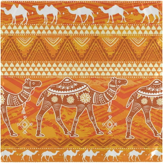 GZHJMY Ethnic Desert Camel Pattern Cloth Napkins, Set of 1 20 x 20 Inch Soft & Comfortable Polyester Dinner Napkin for Family, Restaurant, Weddings, Parties