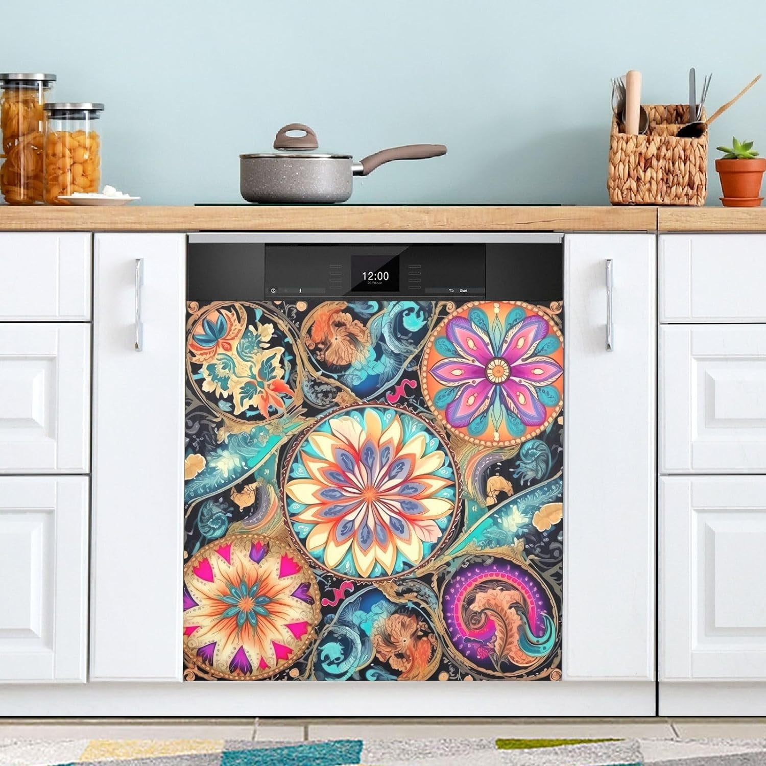 Magnetic Dishwasher Cover – Tropical Exotic Design Vinyl Skin, 23x26 Inch, Easy Cut-to-Fit For Metal Surfaces
