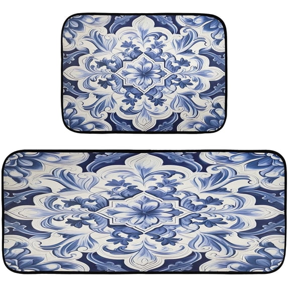 GZHJMY Ethnic Print Kitchen Rug Set of 2 Non Slip Washable Cushioned Anti-Fatigue Kitchen Mat Comfort Standing Floor Mat for Kitchen Washroom Bedroom Carpet Runner