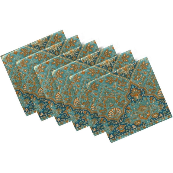 GZHJMY Ethnic Traditional Indian Motif Cloth Napkins, Set of 6 20 x 20 Inch Soft & Comfortable Polyester Dinner Napkin for Family, Restaurant, Weddings, Parties