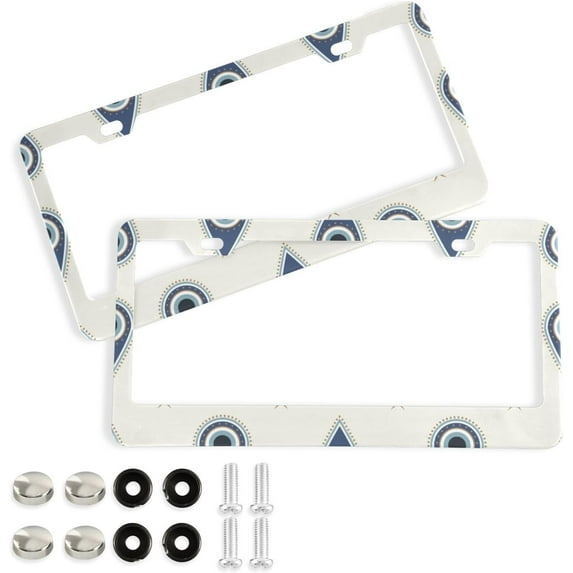 GZHJMY Evil Eyes License Plate Frames 2pcs, Waterproof Aluminum Alloy Front Rear Tag Car License Plate Cover with Screw Cap Set for US Vehicles, 12 x 6 Inch