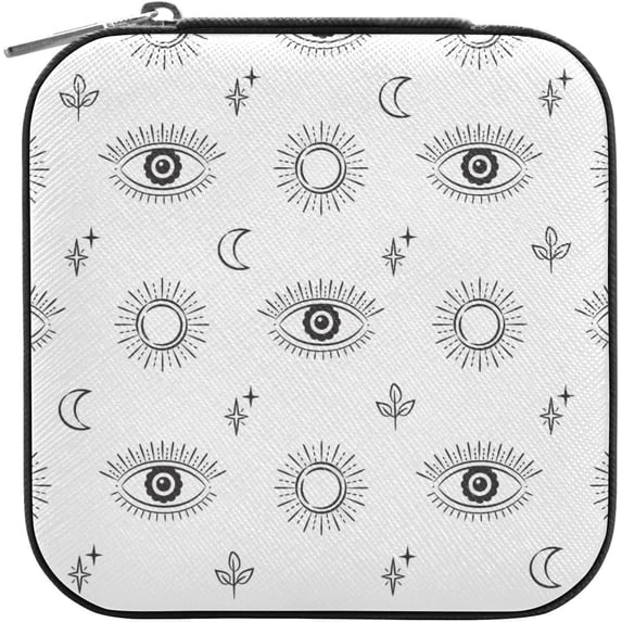 GZHJMY Evil Eyes Mini Jewelry Box, Portable Leather Travel Small Jewelry Organizer Case for Earring, Necklace, Rings, Bracelets