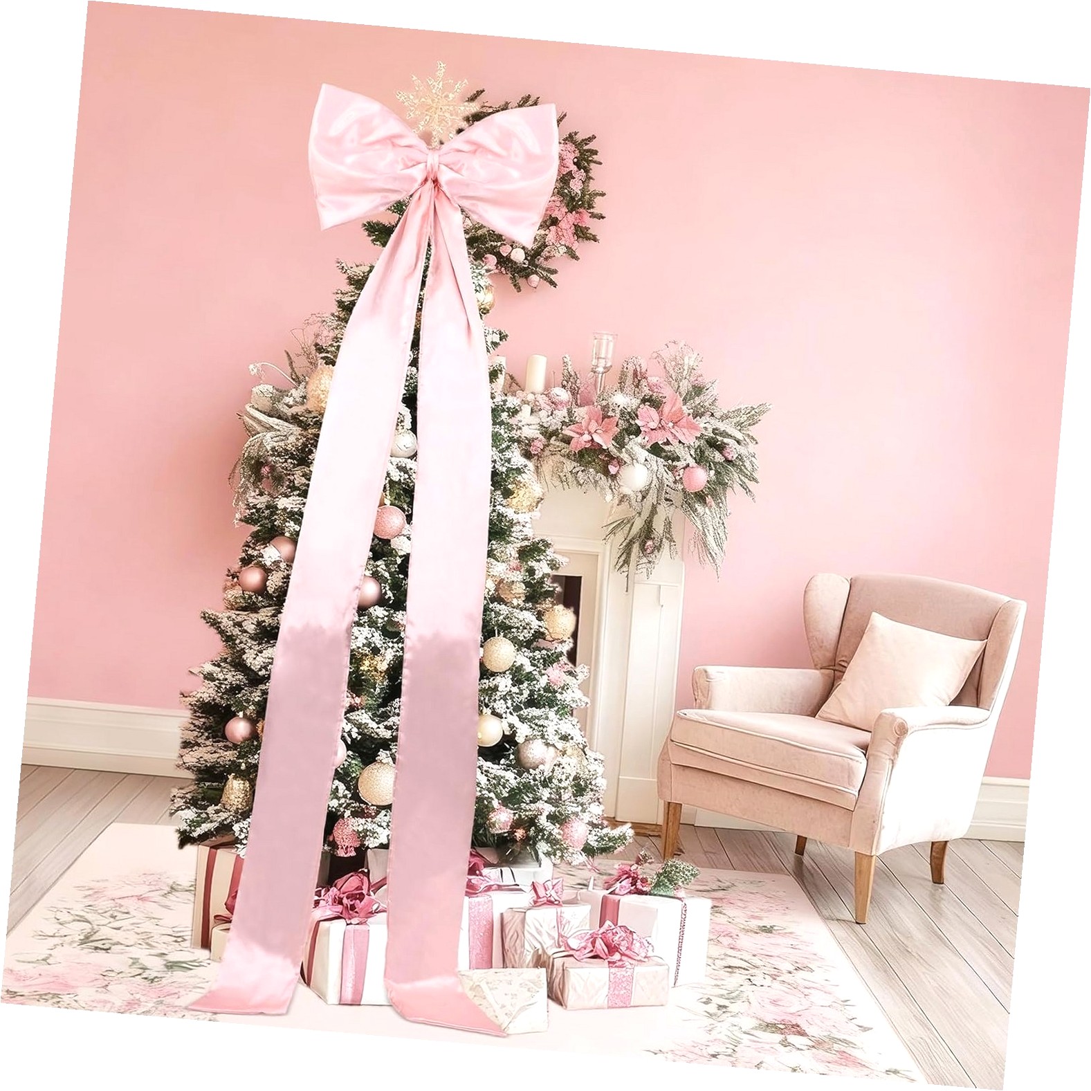 GZHJMY Extra Large Christmas Tree Topper Bow 90x22 Inch Satin Bow with ...
