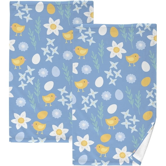 GZHJMY Face Hand Towel Set Chicken Daffodil Leaves Flowers Cotton Washcloths, Quick-Dry Highly Absorbent Bath Towel- Pack of 2 Washcloths