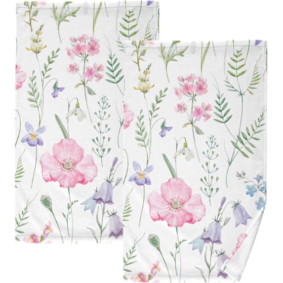 GZHJMY Face Hand Towel Set Watercolor Floral Pattern Delicate Flower Washcloth Washcloths, Quick-Dry Highly Absorbent Bath Towel- Pack of 2