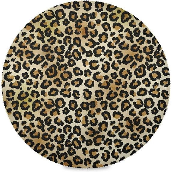 GZHJMY Fashion Colorful Leopard Animal Print Round Placemats Washable Circle Placemats Non-Slip Heat-Resistant Table Place Mats for Dining Kitchen Table Decoration 15.4" (4PCs) Table Mat