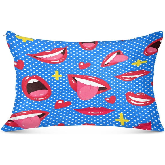 GZHJMY Female Lips Pillowcase King Size, Super Soft Pillow Shams Covers, Plush Cozy Pillow Cases with Zipper, 20" X 40"(169)