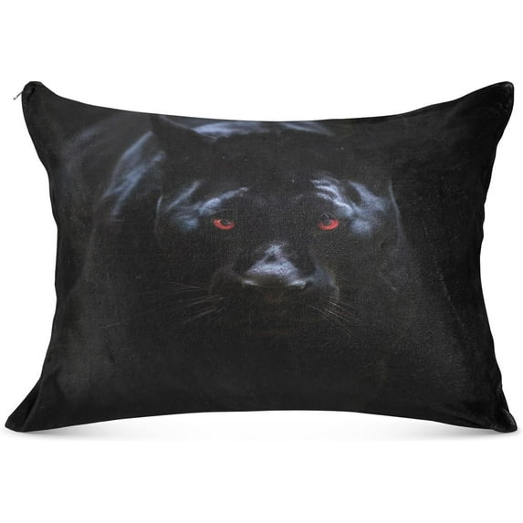 GZHJMY Fierce Black Panther Plush Pillow Case,Zippered Bed Pillow Pillowcases,Super Soft and Cozy Pillowcase Covers for Sleep - Standard Size 20x26in Home Decor