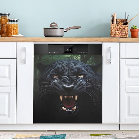GZHJMY Fierce Leopard Dishwasher Magnet Cover Dishwasher Front Door Cover Magnet Sticker, Trimmable Refrigerator Dishwasher Magnetic Decals Kitchen Appliance 20 x 26 Inches Home Decor