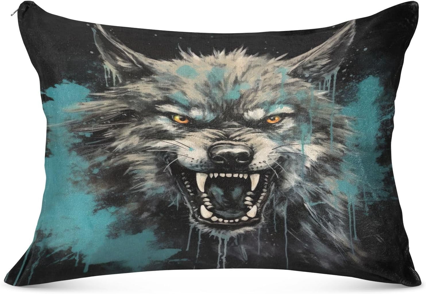 GZHJMY Fierce Wolf Body Pillow Cover with Zipper Soft and Cozy Fuzzy Fleece Body Pillow Case Cover 21 x 54 in Plush Long Body Pillow Pillowcase for