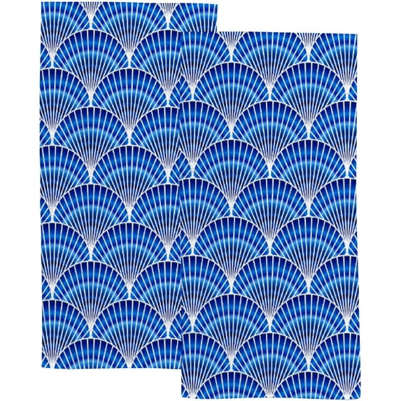 GZHJMY Fingertip Hand Towels, 2 Pack Pcs Blue Seashell Absorbent Face Bath Towels for Bathroom Kitchen, 30"x15"