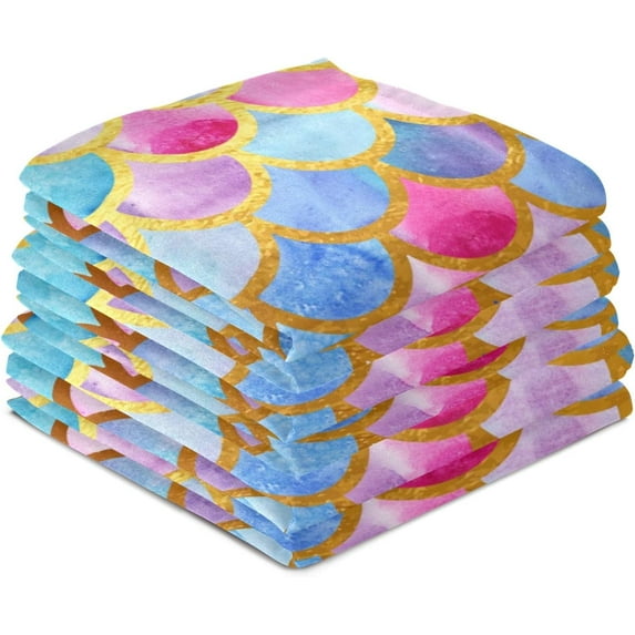 GZHJMY Fish Scales Kitchen Dish Towels Set of 6,Dishcloths,Absorbent Soft Towels Hand Towels, Tea Towels,18" x 28"