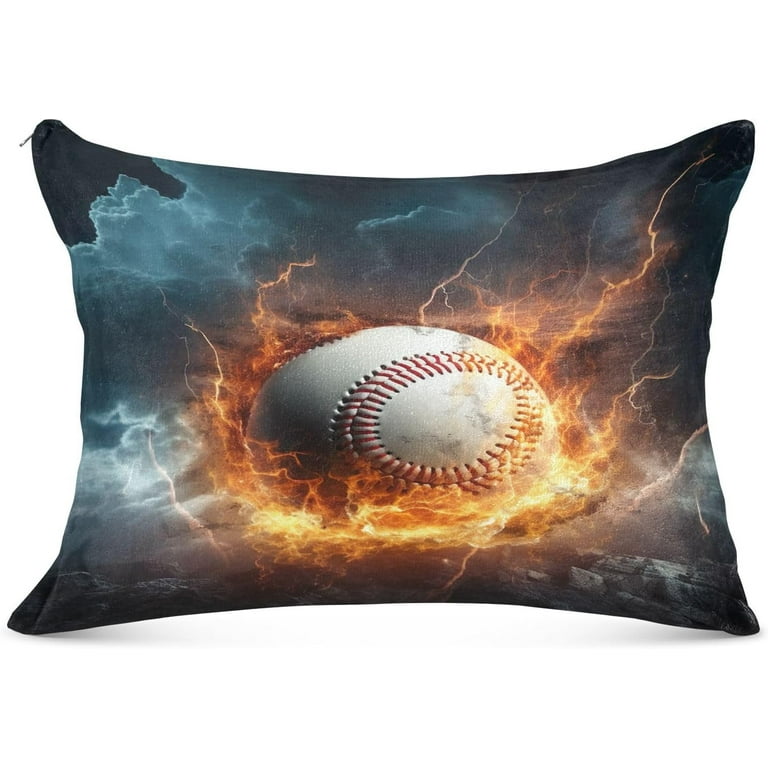 GZHJMY Flame Baseball Body Pillow Cover with Zipper Soft and Cozy Fuzzy Fleece Body Pillow Case Cover 21 x 54 in Plush Long Body Pillow Pillowcase